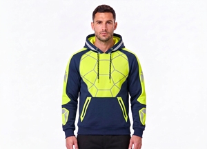 custom reflective safety hoodie men green neon lime chevron geometric <b>fleece</b> pullover hooded sweatshirt warm winter - Product Image 4