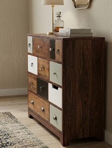 Modern Multi Color Mango Wood <b>Storage</b> Cabinet with 2 Drawers and Shaker Doors for Home Living Room Furniture - Product Image 3