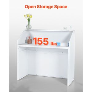 Mostrador de Recepción Rectangular Blanco de 46 Pulgadas Sin Cajón, Mostrador de Oficina, Mesa de Recepción, Mostrador de Salón de Belleza - Product Image 2