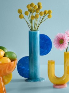 <b>Best</b> Selling Epoxy Resin U-Shaped Resin Vase Flower Pots Yellow With Swirled Pattern For Indoor Desktop Flower Decor Accessories - Product Image 6