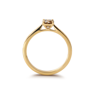 Direct Factory Supply 0.6ct IGI Certified Champagne <b>Brown</b> Lab Diamond Ring 14K Gold Vintage Style Floral Engraved Solitaire Ring - Product Image 6