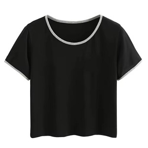 T-shirt court à capuche asymétrique pour femme, design mode, couleur unie, respirant, coupe ajustée, avec détails troués, en Spandex, Printemps/Été - Product Image 3