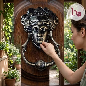 Timbre de puerta griego de hierro fundido, ecológico, impermeable, diseño tradicional, herraje de entrada duradero - Product Image 2