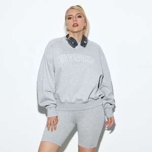 Servicio OEM: Sudadera de invierno para mujer, personalizada, extragrande, de algodón 100% ecológico, con estampado de letras y lentejuelas. - Product Image 5