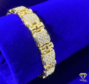 Fine High Quality Jewelry Iced Out Moissanite Diamond Gold Plated 925 Silver Micro Paving Tennis Chain Bracelets for <b>Men</b> - Product Image 3