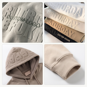 Sudadera con Capucha Personalizada OEM, 400GSM, Algodón Grueso, con Relieve 3D, Talla Grande, para Hombre, con Botones a Presión, Estilo Urbano - Product Image 4
