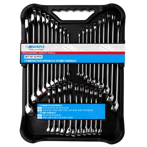 Juego de Llaves Combinadas Eastman/Jrsdrive de 32 Piezas, Juego de Llaves Cortas, Llaves de Boca Ancha SAE y Métricas, Juego de Herramientas Manuales - Product Image 1