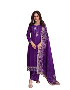 Dernier Designer Georgette Soie Broderie Fil Travail Palazzo Costume Par Fab Zone - Product Image 1