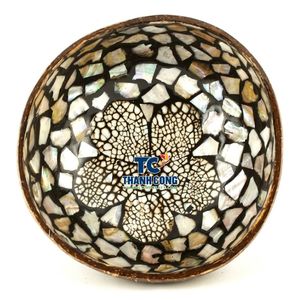 Tazón de Cáscara de Coco de Alta Calidad, Fabricante Vietnamita, Tazón de Mosaico de Madreperla con Flores, Venta al por Mayor para Resorts - Product Image 1