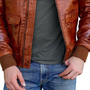 Men's 100% Polyester Leather Jacket Stand Collar <b>Covered</b> <b>Button</b> Patchwork Design Windproof Breathable High Street Style Winter - Product Image 2