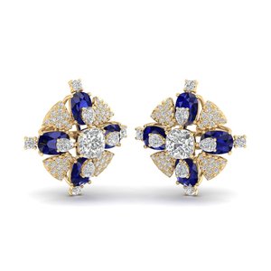 Boucles d'oreilles REYES scintillantes en argent sterling 925, certifiées GRA, avec moissanite et saphir bleu, pour femmes, bijoux de mariage - Product Image 6