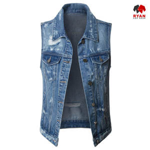 Ryan Pro Gear Nouveau design Gilet en jean unisexe sans manches écologique et tendance avec logo personnalisé Conception ODM - Product Image 1