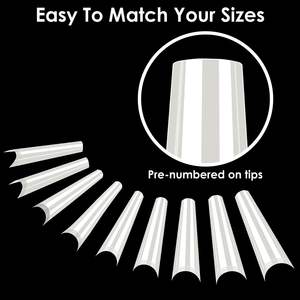 500 faux ongles français extra longs en forme de C, demi-couverture, 10 tailles, pour salons de manucure ou DIY à domicile - Product Image 3