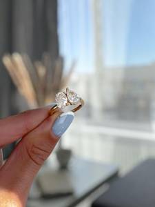 Anillo Toi Moi con Diamantes Ovalados y en Forma de Pera de 1.01CT Cada Uno, Cultivados en Laboratorio, con Oro Sólido de 14K, para Compromiso, Regalo para Enamorados - Product Image 1