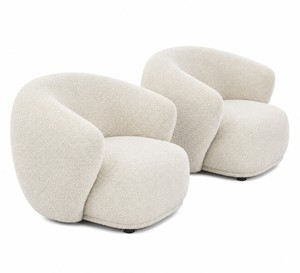 Fauteuil pivotant Boucle en tissu, fauteuil de loisirs moderne pour salon, chambre, hôtel - Fauteuil rembourré incurvé pour salon - Product Image 4