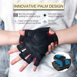 Guantes Profesionales de Medio Dedo para Levantamiento de Pesas, Entrenamiento en Gimnasio, con Agarre Fuerte en la Palma y Correa Ajustable para la Muñeca - Product Image 3