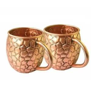 Set of 4 Copper <b>Mugs</b> With Handle Classic Design <b>Double</b> <b>Wall</b> Home Drinkware - Product Image 2