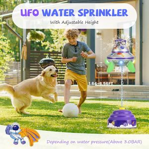 Irrigatore d'Acqua da Esterno Stile UFO con Altezza Regolabile, Rotazione a 360 Gradi, Portata 1.64FT-6.56FT, Attrezzatura per Giochi d'Acqua con LED Colorati - Product Image 4