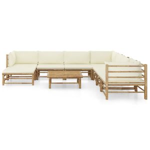 Conjunto de Muebles de Jardín 100% Poliéster en Color Blanco Crema, Elegantes Muebles de Exterior de Bambú - Product Image 2