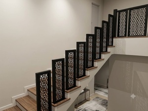 Panneau de rampe d'escalier mural traditionnel en fer forgé – résistant à la rouille, facile à assembler, avec un motif géométrique. - Product Image 5