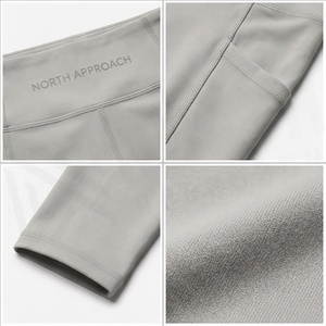 North Approach High Waist Full Length Yoga <b>Leggings</b> With <b>Pockets</b> Solid Gray Seamless Four-Way Stretch Women's Activewear - Product Image 4