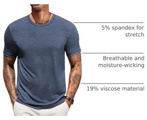 T-shirt Homme en Coton Doux Coupe Slim Vente en Gros Décontracté Manches Courtes Col Rond Respirant Séchage Rapide Écologique Confortable Quotidien - Product Image 5