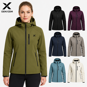 X Sports City Women's Hooded Windproof Softshell <b>Jacket</b> Full Sleeve Zipper Closure Solid Color Outdoor Wear Autumn Season OEM - Product Image 1