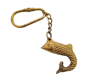 Llavero de Latón Vintage con Forma de Pez, Anillo para Llaves con Diseño Náutico Marino, Hecho a Mano, Tema Oceánico, Accesorio Coleccionable de Regalo - Product Image 2