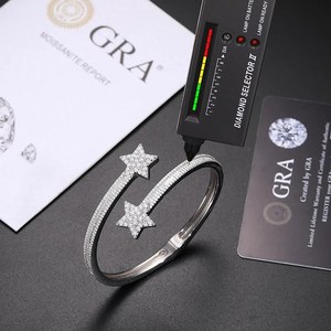 Copper S925 Star <b>Bangle</b> Moissanite Micro Insert Open Cuff Women's Jewelry Gift Hip Hop Fashion - Product Image 3