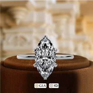 14K White Gold Diamond , IGI Certified Diamond, 1.5CT Marquise Cut , Hidden Halo Best Ring For Special One, Lab Grown Diamond - Product Image 2