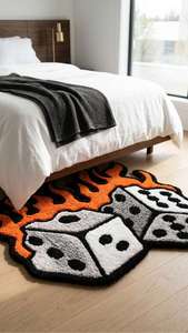 Tapis d'intérieur unique en laine tuftée à la main, motif dés flamboyants, antidérapant, doux et moelleux, thème casino, pour salon et chambre à coucher - Product Image 6