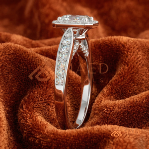 Bague en argent pour femme avec diamant moissanite taille radiant et halo, bijou de fiançailles et de mariage, cadeau pour elle, USA - Product Image 2