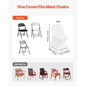 150 Pezzi Coprisedia Bianchi in Poliestere Spandex Leggeri con Fronte Piatto per Decorazione Sedie da Matrimonio, Feste, Banchetti - Product Image 4