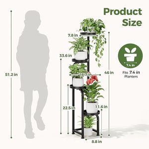 Support à plantes moderne en métal à 4 niveaux, circulaire, avec revêtement en poudre, pour plantes vertes d'intérieur - Product Image 2