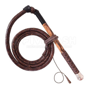 Fouet en cuir professionnel fait main, cuir véritable, poignée robuste, design flexible, idéal pour la pratique et l'utilisation en extérieur - Product Image 2