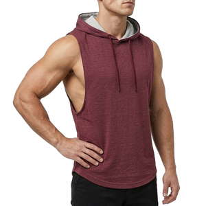 Débardeur à capuche sans manches pour homme, personnalisable avec logo, vente en gros, en mélange de coton respirant, pour le fitness et l'entraînement de performance - Product Image 5