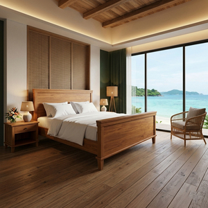 Lit King Size en Bois de Teck Massif Mulyo, Style Moderne et Contemporain, Qualité Premium, Construction Robuste, Meubles de Chambre à Coucher - Product Image 5