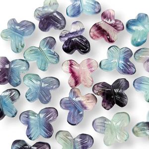 Natural Multi Fluorite Butterfly Shape Gemstone <b>Rainbow</b> Fluorite Carved Butterfly Beads Butterfly Jewelry Making Beads 14x10mm - Product Image 5