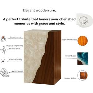 Urna de lujo de resina perlada y madera de nogal, hecha a mano, moderna, para guardar cenizas humanas, tamaño mediano, 9x5.5 pulgadas. - Product Image 5