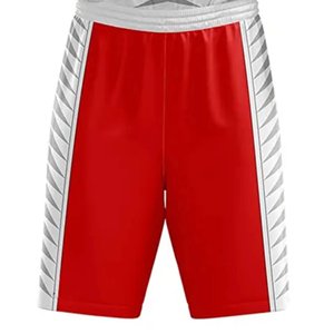 Ensemble de maillots de basket-ball unisexe sans manches, col en V, imprimé géométrique rouge et blanc sublimé, évacuation de l'humidité, coupe athlétique - Product Image 6