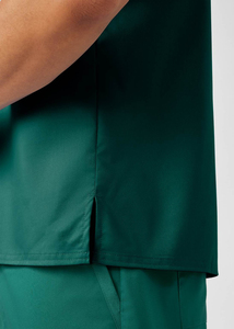 Blouse médicale pour homme, super douce, confortable, 2 poches, col en V, vert chasseur, pour salle d'opération - Product Image 4