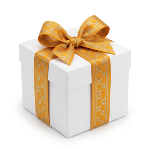 Neelkamal Industries 25mm Bright Orange Gold Thread Pattern <b>Ribbon</b> Metallic Fabric Trim for Event Styling Accessories - Product Image 1