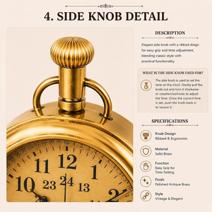Classic Swivel Brass <b>Table</b> <b>Clock</b> 360 Degree Rotating Vintage Desktop Timepiece Retro Office Home Decor - Product Image 5