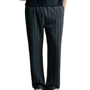 Pantalon décontracté pour homme à rayures, coupe droite, taille élastique, avec poches, personnalisable OEM, léger, style streetwear - Product Image 1