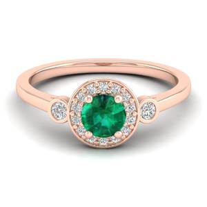 Anillo Halo REYES de Plata de Ley 925 de Alta Calidad con Esmeralda de Corte Redondo de 0.5 Quilates para Mujer, Joyería de Moissanita con Certificación GRA - Product Image 6