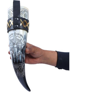 Viking Drinking Horn Engraved Design Horn Large Viking Drinking Horn with Stand Cup Mug Groomsmen Direct Factory Sell Customize - Product Image 4