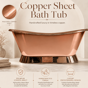 Bañera Independiente Moderna de Lujo en Cobre con Acabado en Oro Rosa Pulido |   Elegante Bañera de Hidromasaje Profunda para un Baño de Lujo - Product Image 4