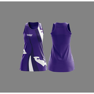 Robe d'équipe de netball à séchage rapide avec logo personnalisé |   Uniforme de netball par sublimation avec logo, nom et numéro de l'équipe |   Polyester respirant - Product Image 2