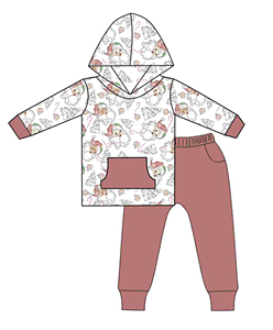 Baby Girls <b>Christmas</b> Hooded Sweatshirt And <b>Pants</b> Set Pink Striped Santa 2 Piece Tracksuit - Product Image 4