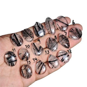 Quartz Rutile Noir, Pièces Uniques Assorties, Cabochons de Pierres Précieuses en Vrac pour la Fabrication de Bagues, Pendentifs, Bracelets en Macramé, Boucles d'Oreilles et Bijoux - Product Image 1